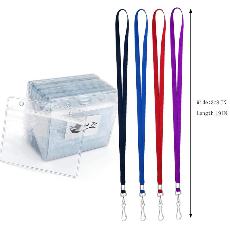 Bird Fiy Lanyards with Id Holder Name Badges Name tag Badge Holders with Neck Red Lanyard Swivel J-Hook Clip Waterproof Nametags Protectors Nurse School Kids 50 Pack - Image 2